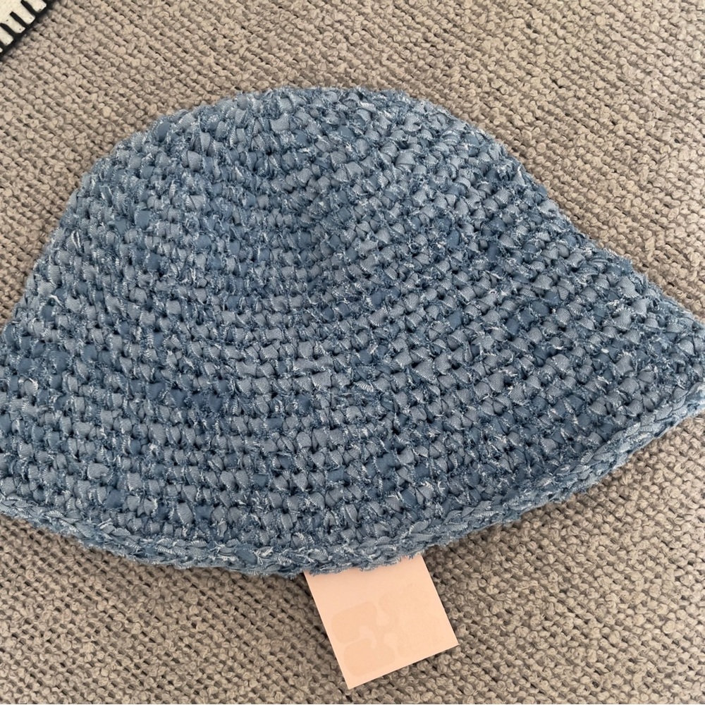 GANNI Cotton Denim Crochet Bucket Hat - Picture 10 of 11